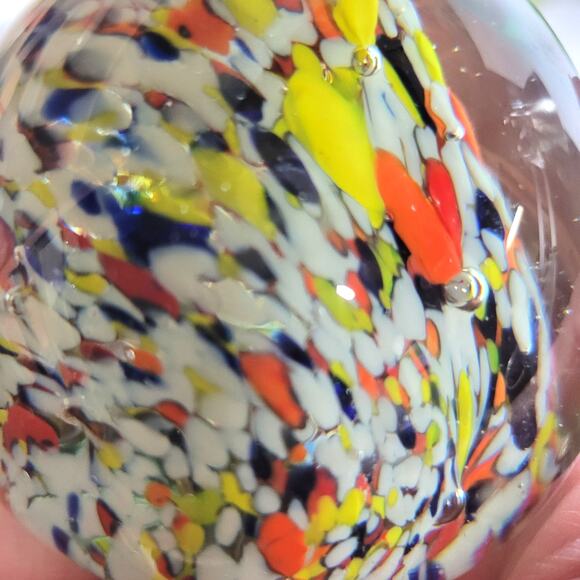 Retro Paperweight Round Art Glass Multicolor Confetti - Picture 4 of 4